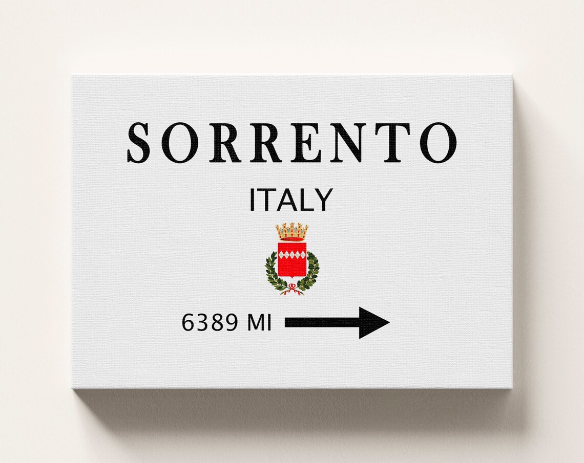Sorrento Italy Mileage Sign, Travel Poster
