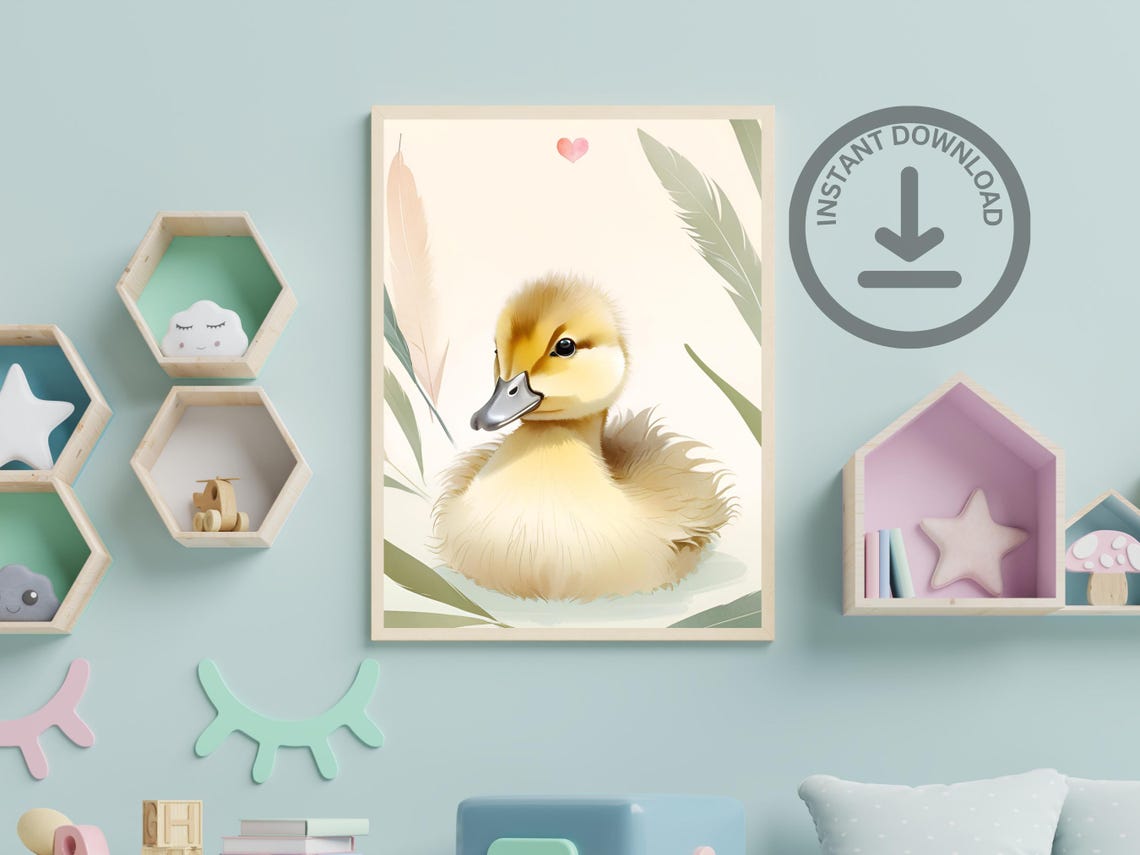 Adorable Nursery Wall Art Baby Duckling Portrait Gift For New Parents Baby Shower Present Gender Neutral Animal Print For Kids Room - Image 3