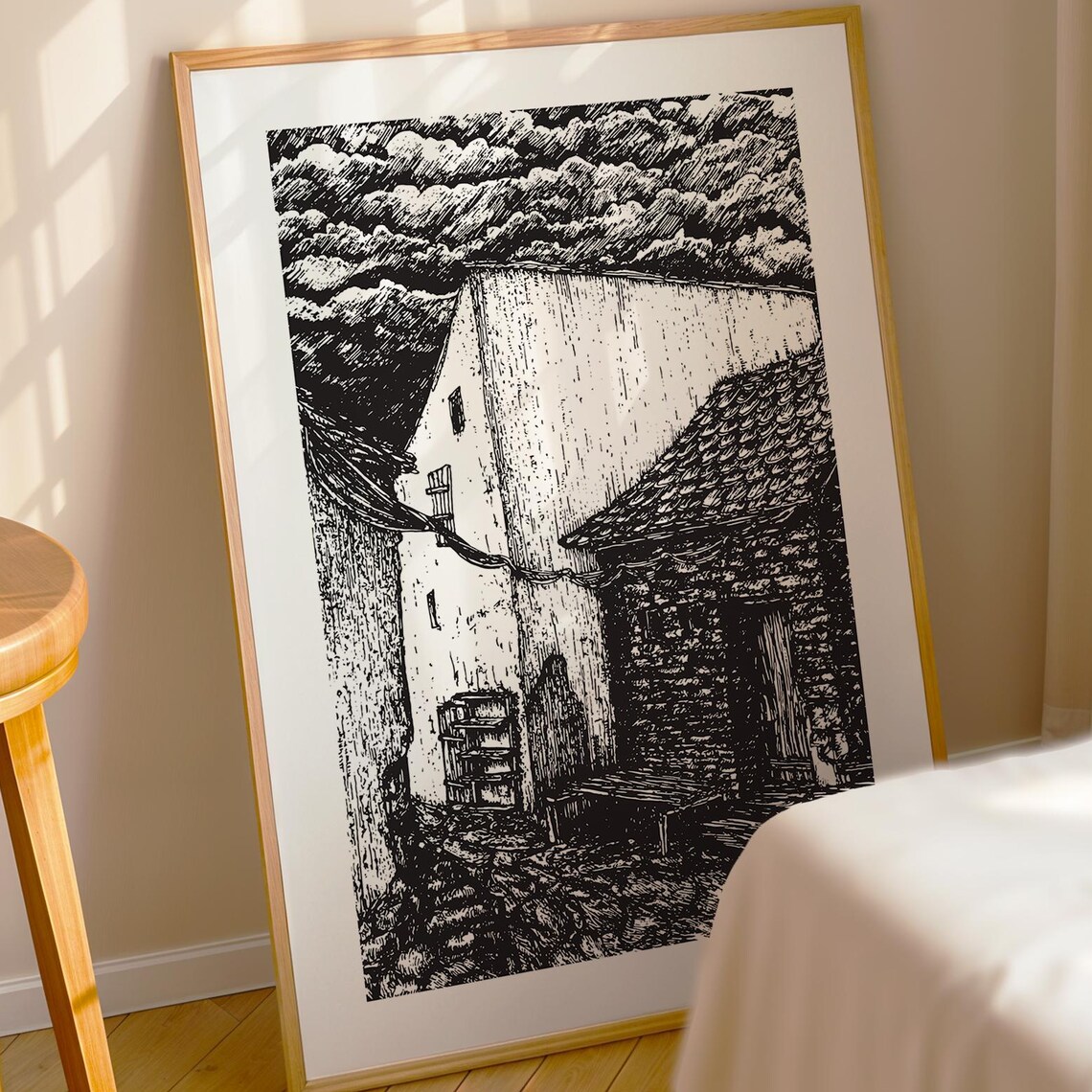 Gothic Architecture Drawing, Study Decor