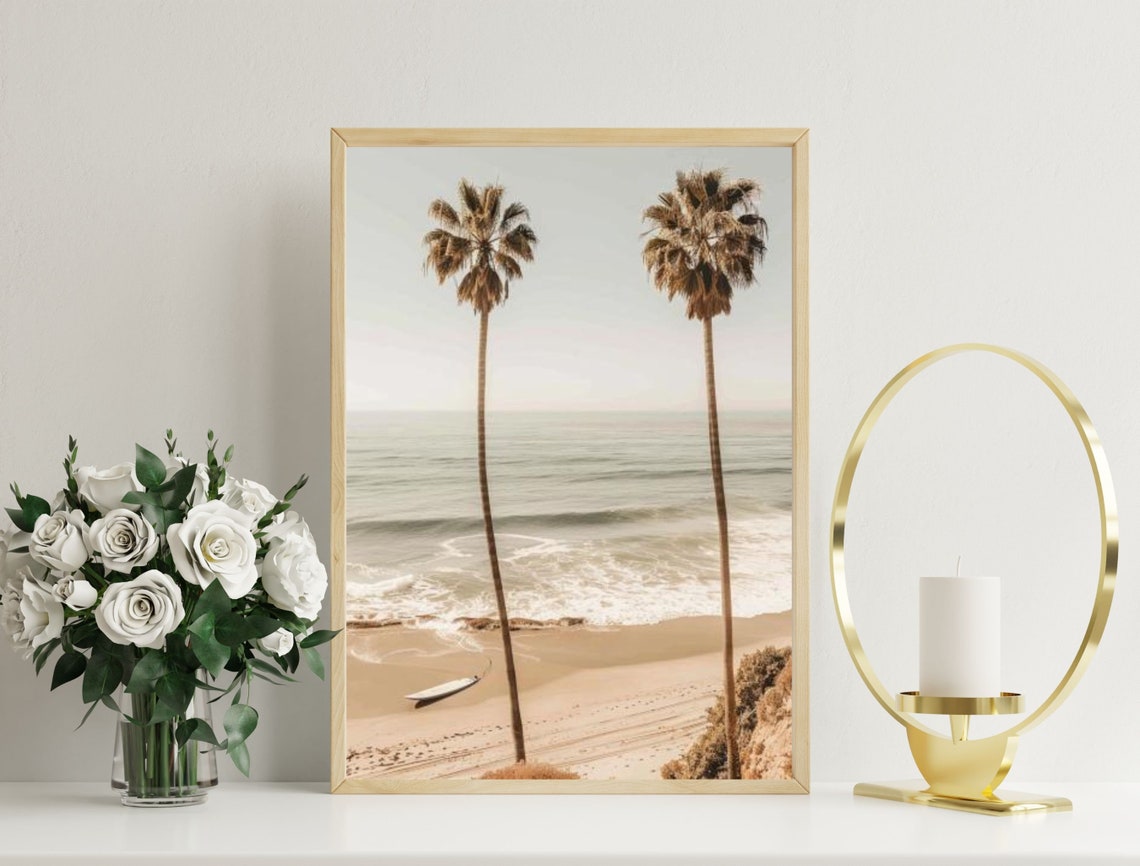 Beach Wall Art Prints Coastal Prints Beach Prints California Prints Beach Photography Prints Palm Tree Surfing Poster - Image 2