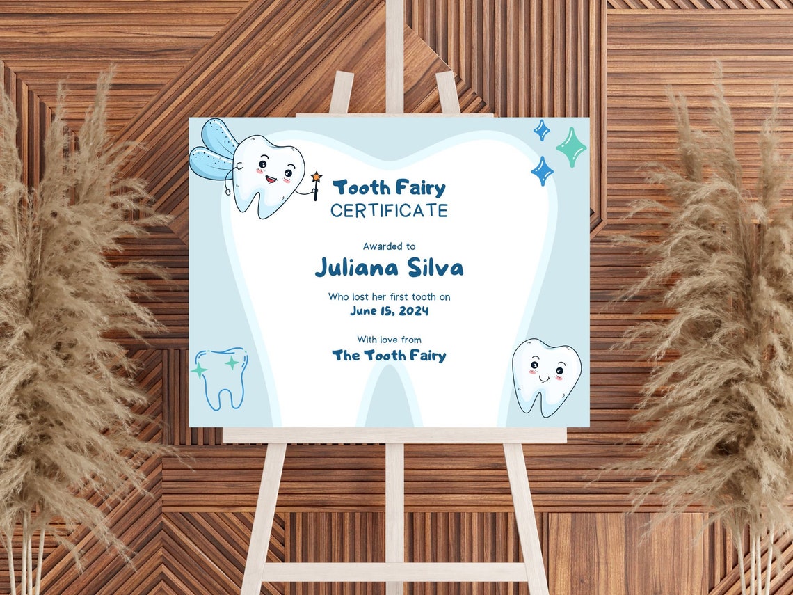Tooth Fairy Certificate Template Cute First Tooth Keepsake Print - Image 7