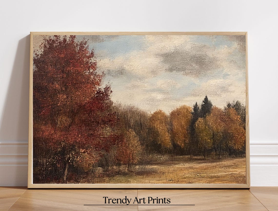 Rustic Fall Trees Red Orange Foliage Autumn Landscape Poster - Image 6