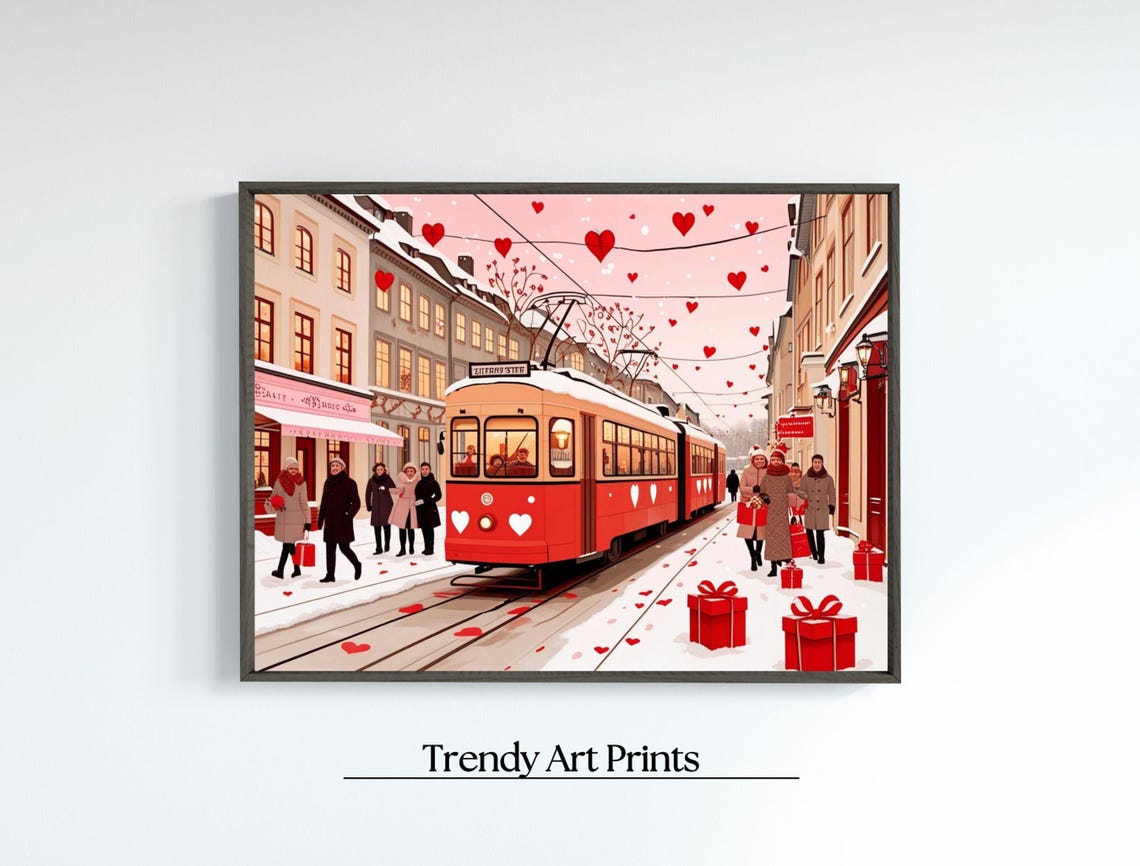 Cute Valentines Day Wall Art Retro Valentine Art Valentines Day Painting Romantic Valentine - Image 6