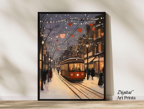 Retro Valentines Day Wall Art Cute Valentines Day Art Valentines Day Painting Romantic