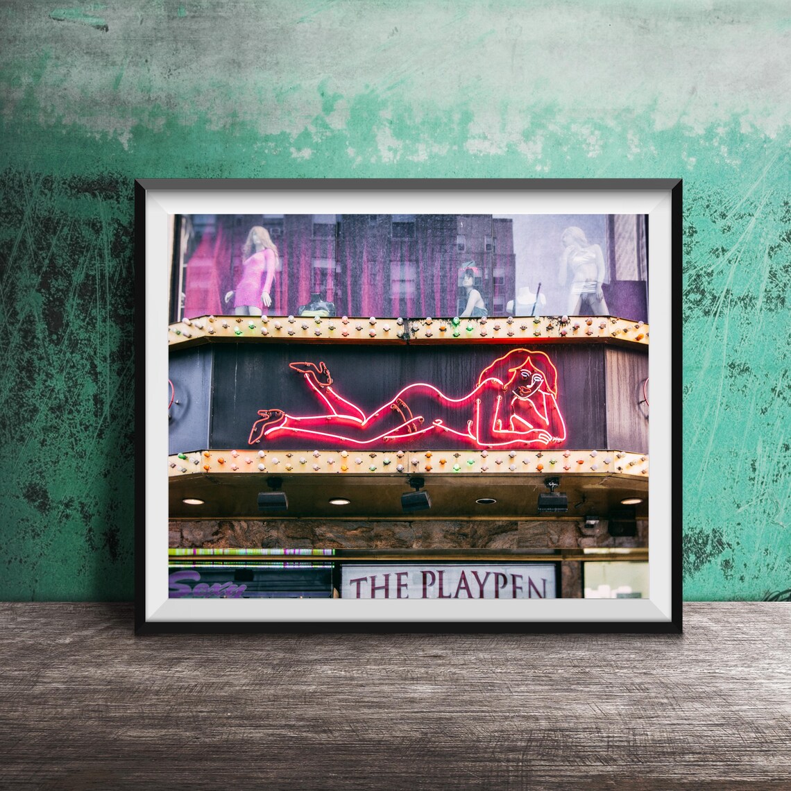 The Playpen Sexy Lady Red Neon Sign New York City Nights Poster