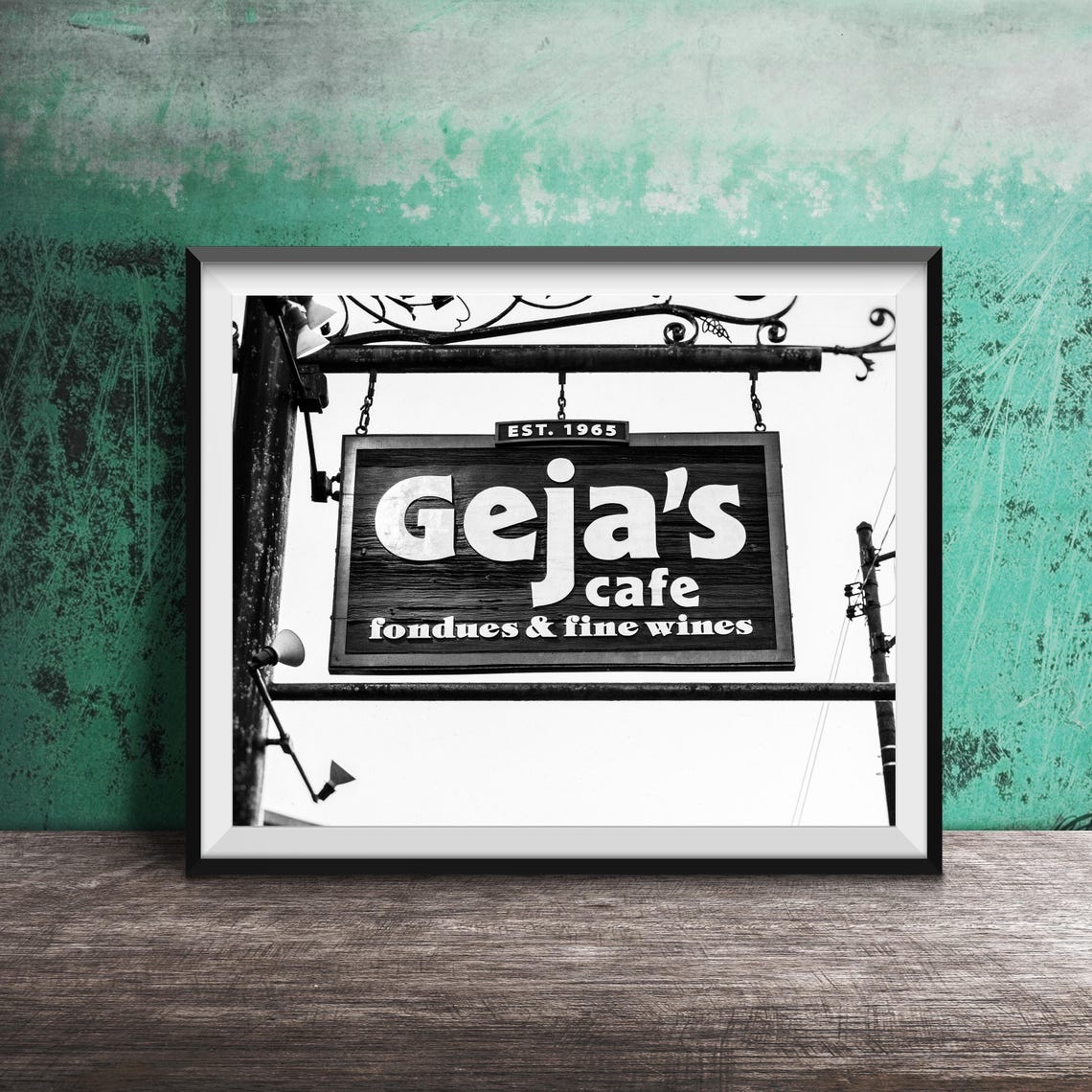 Gejas Cafe Fondues and Fine Wines Sign Est 1965 Chicago Poster - Image 2