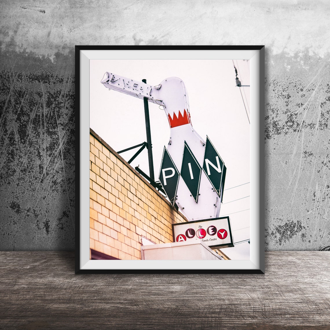 The Alley Sports Center Vintage Bowling Pin Neon Sign Poster