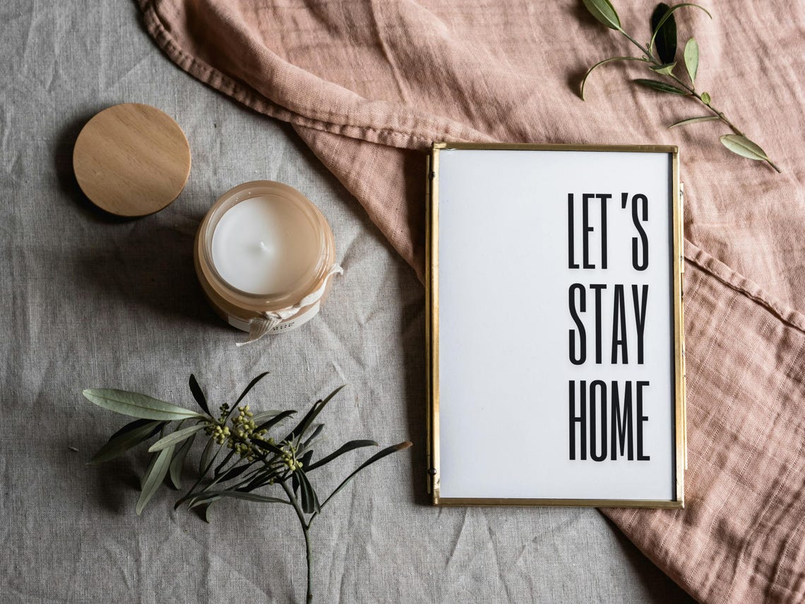 Lets Stay Home Bold Black Typography Minimalist Living Room Poster - Image 4