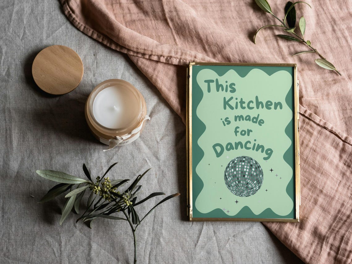 This Kitchen Is Made For Dancing Wall Print Home Decor Cute Art Housewarming Gifts Kitchen Poster - Image 3