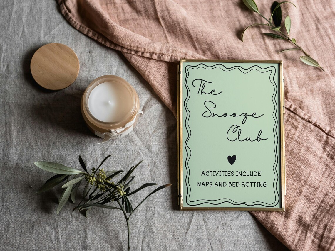 The Snooze Club Naps and Bed Rotting Funny Green Bedroom Poster - Image 3
