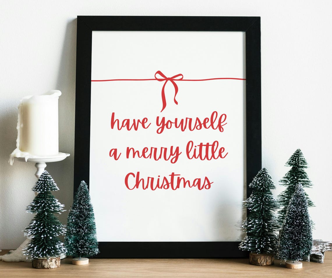 Have Yourself a Merry Little Christmas Red Ribbon Script Poster - Image 4