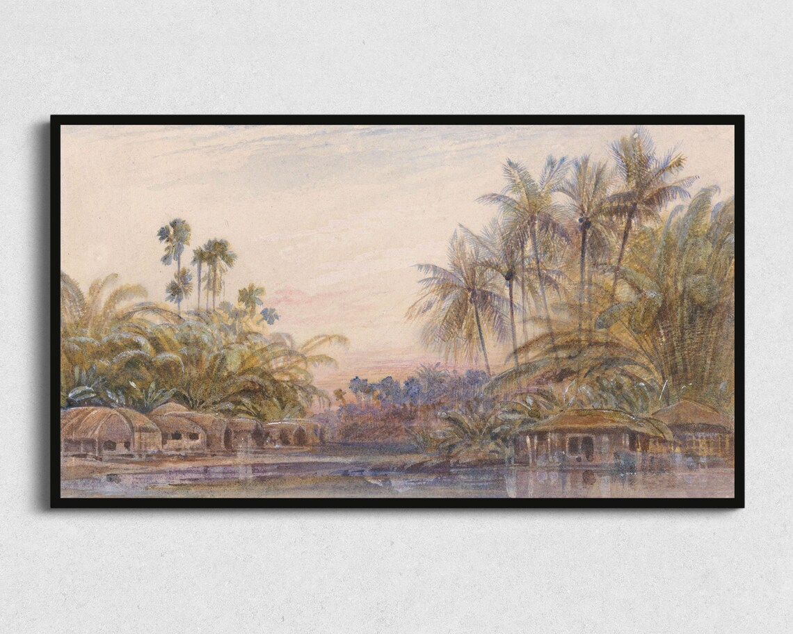 Tropical Landscape Vintage Art Print, Surf Decor