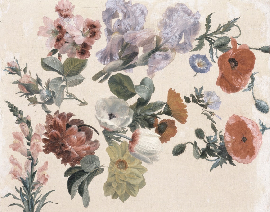 Vintage Flower Still Life Art Print, Rustic Cottage - Image 3