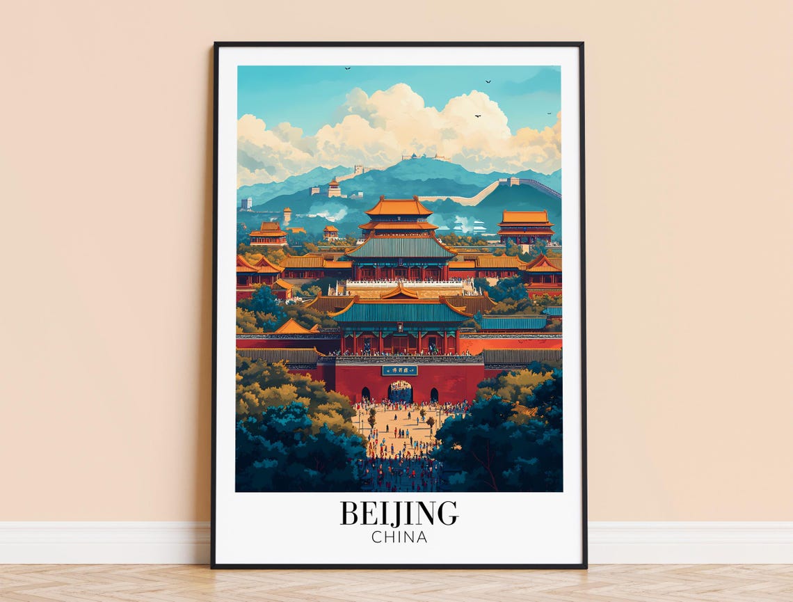 Beijing Forbidden City Great Wall Mountain Backdrop China Poster