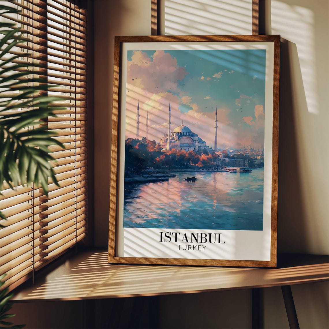 Istanbul Turkey Imperial Mosque Silhouette Golden Sunset Poster - Image 3