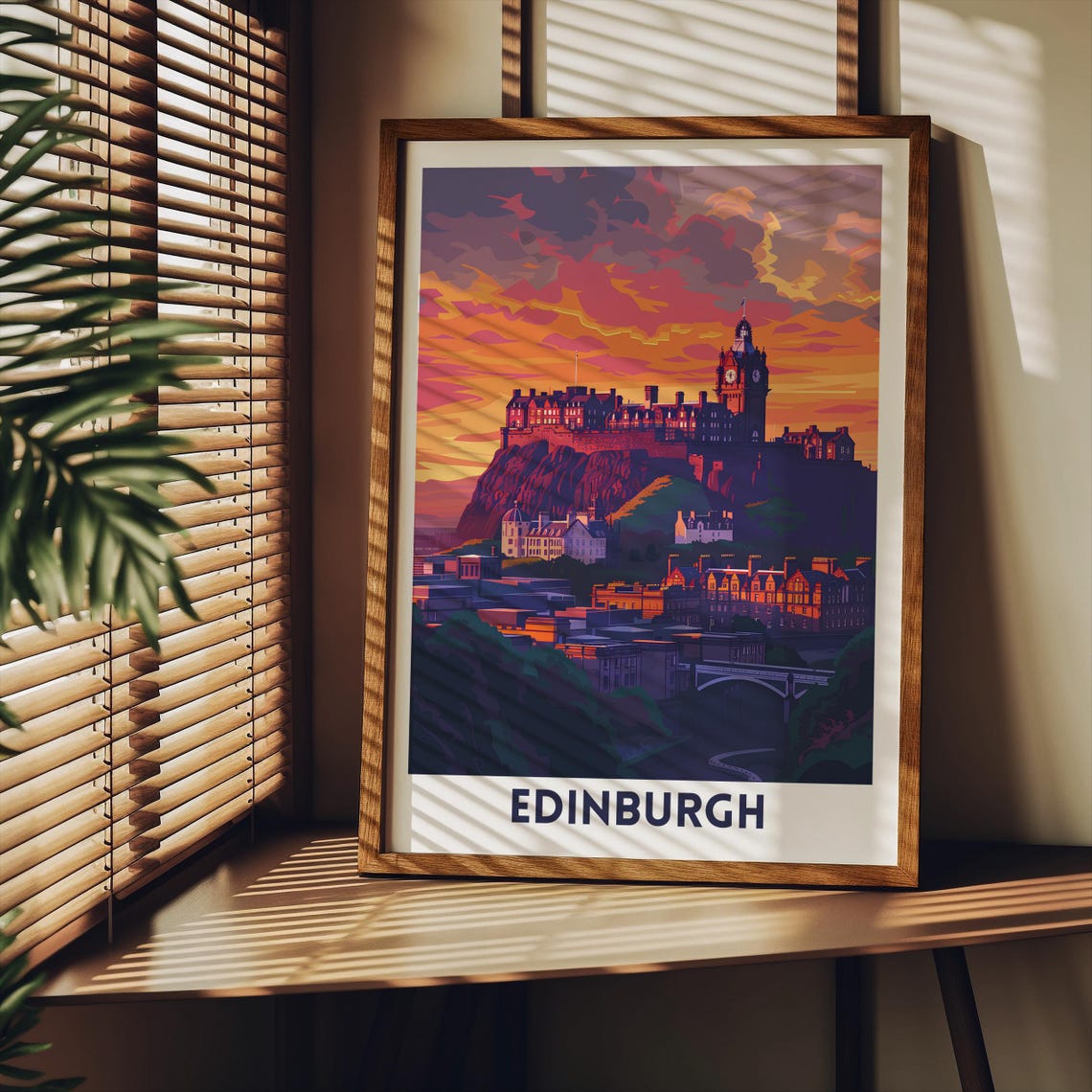 Edinburgh Castle Sunset Scotland Skyline Historic City Poster - Image 2