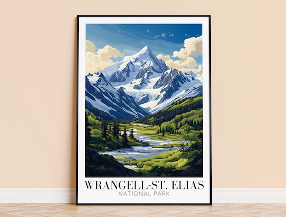 Wrangell St Elias National Park Alaska Glacier Travel Poster