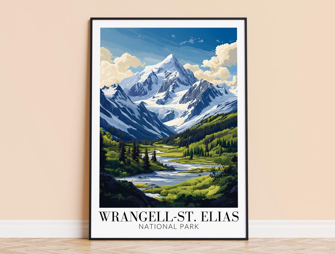 Wrangell St Elias National Park Alaska Glacier Travel Poster