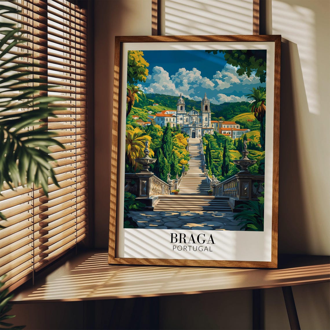 Braga Portugal Grand Baroque Staircase Sanctuary Garden Poster - Image 3