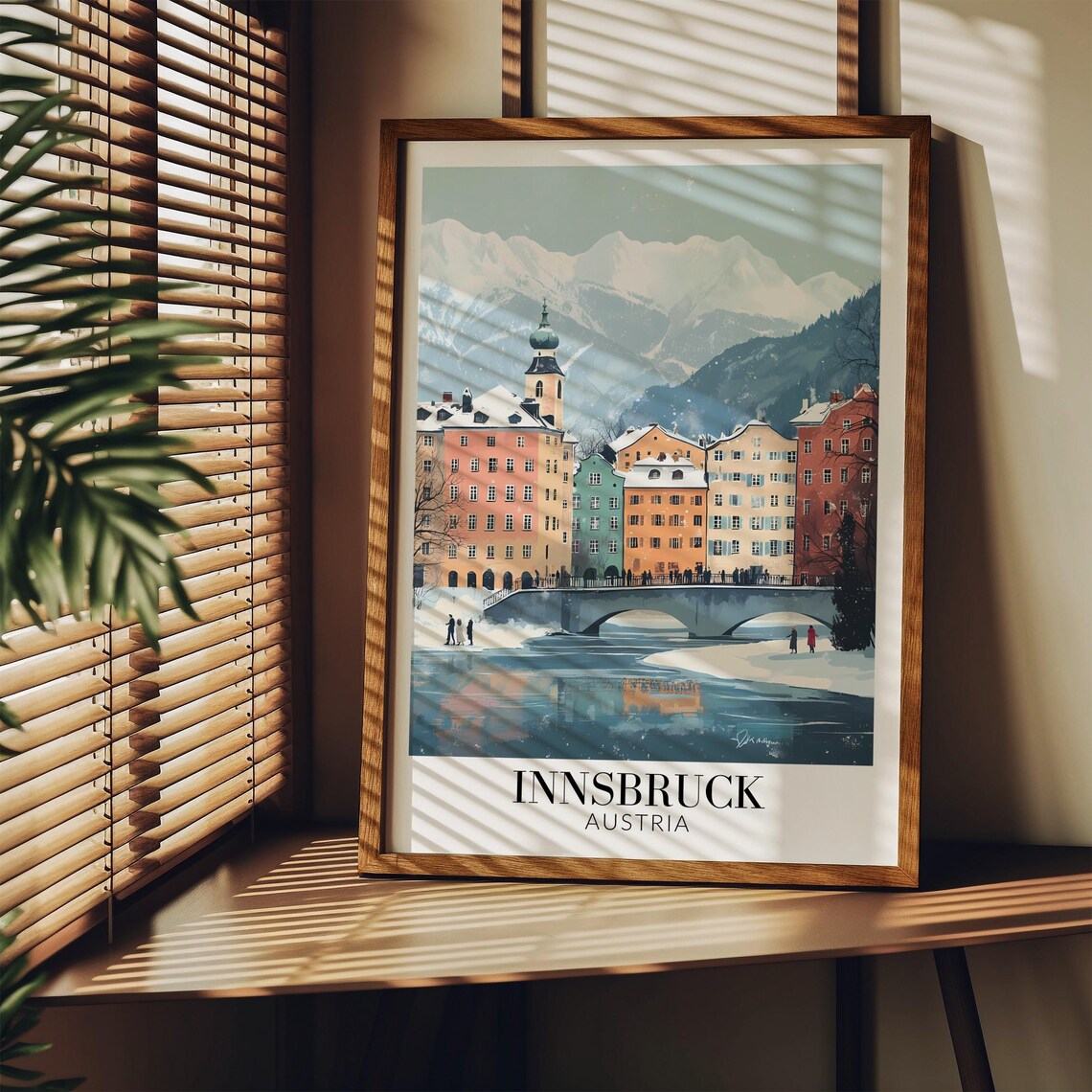 Innsbruck Austria Snowy Old Town Street Bustling Winter Poster - Image 3