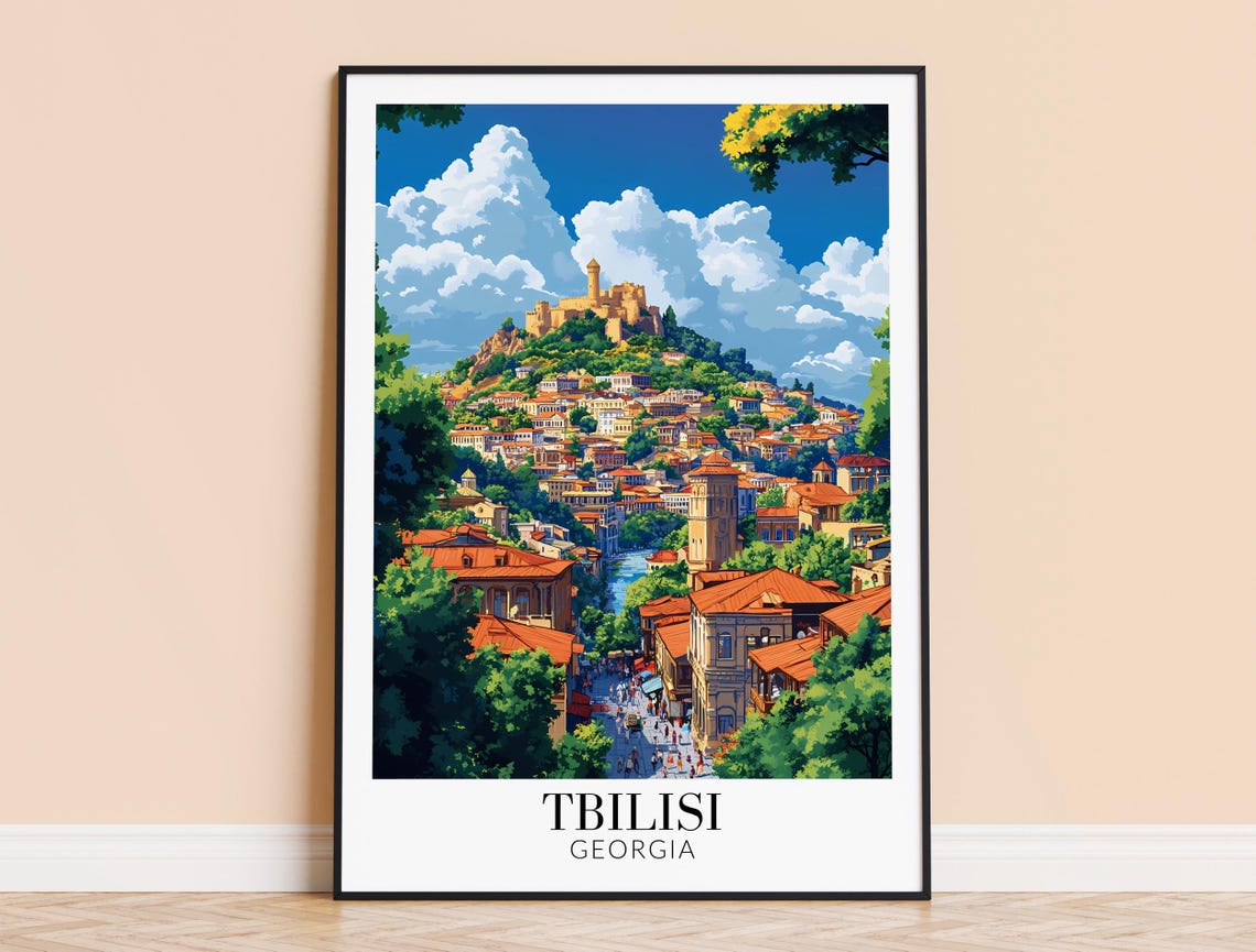 Tbilisi Georgia Old Town Hillside Fortress Panoramic View Poster