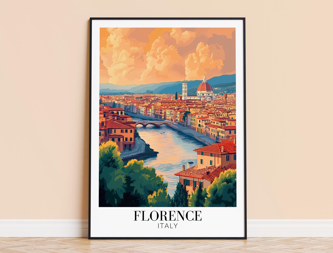 Florence Travel Poster, Italy Wall Art Print