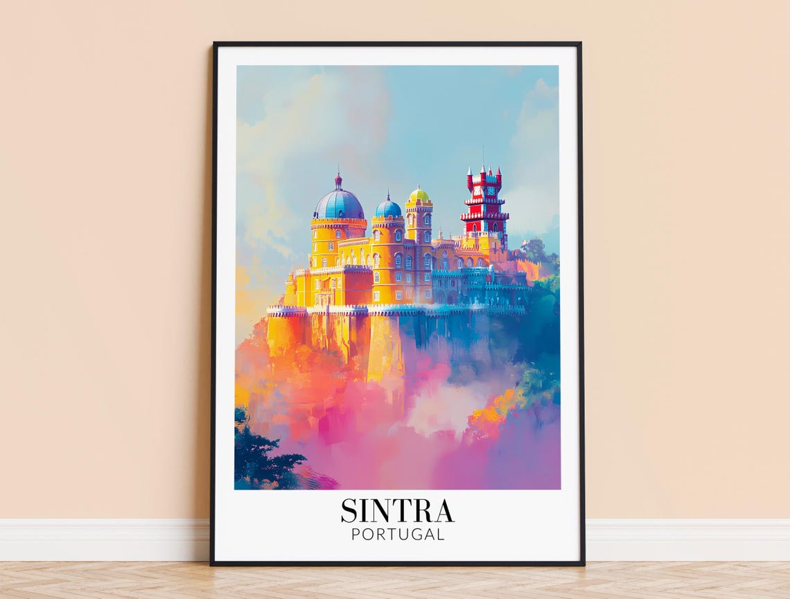 Sintra Pena Palace Colorful Romantic Hilltop Castle Travel Poster