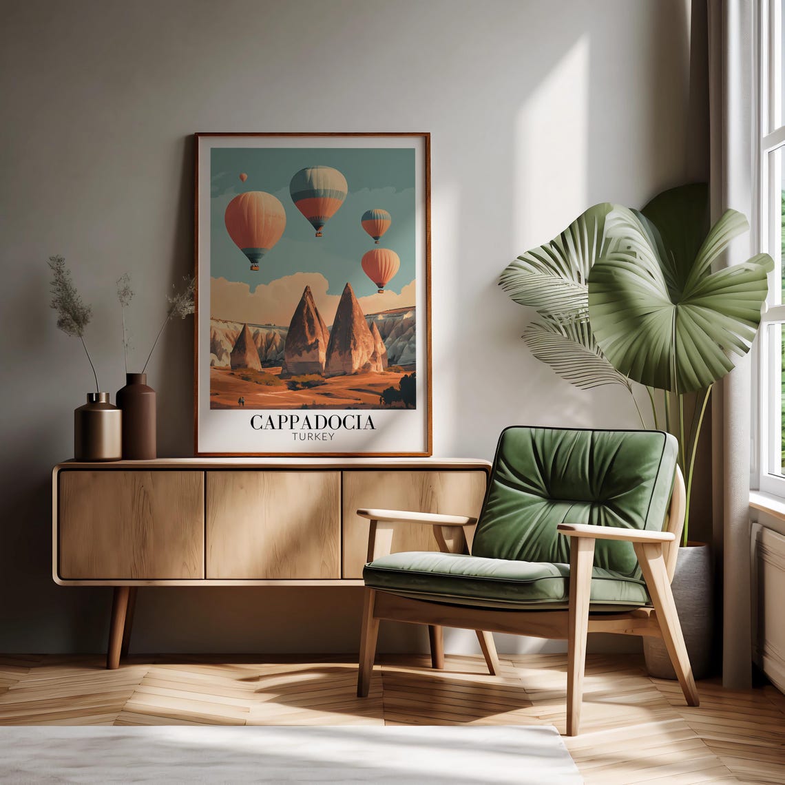 Cappadocia Turkey Hot Air Balloons Over Fairy Chimneys Poster - Image 2