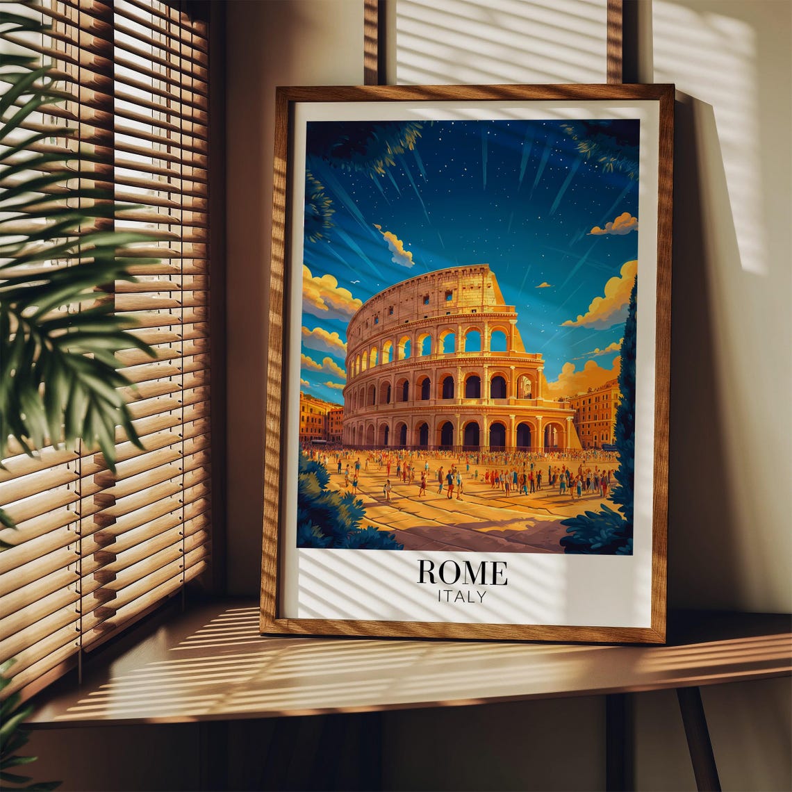 Rome Italy Colosseum Night Starry Golden Crowds Travel Poster - Image 3