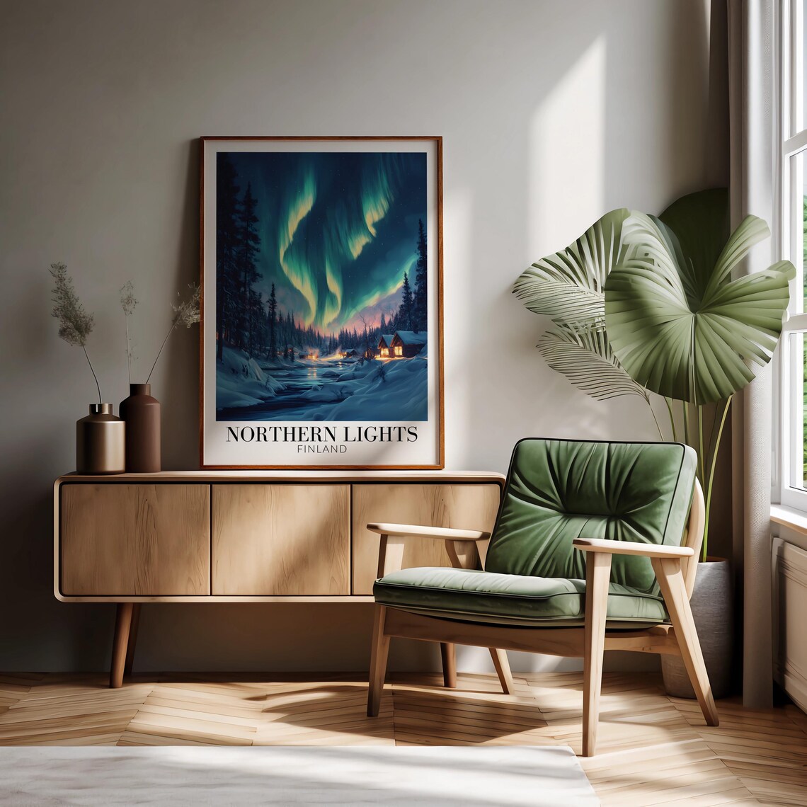 Northern Lights Finland Travel Poster, Europe - Image 2