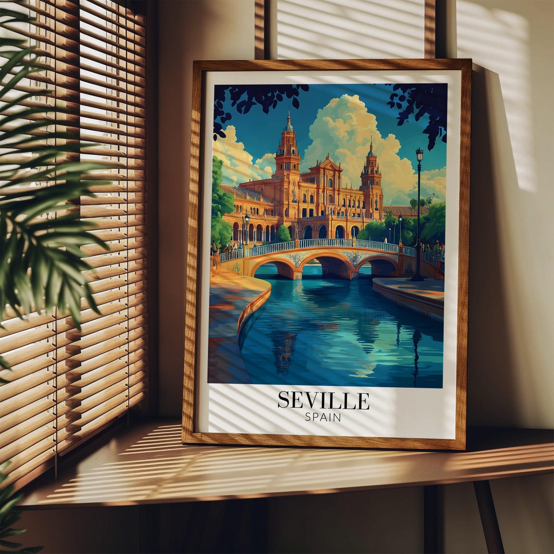 Seville Spain Plaza de Espana Bridge Canal Radiant Travel Poster - Image 4
