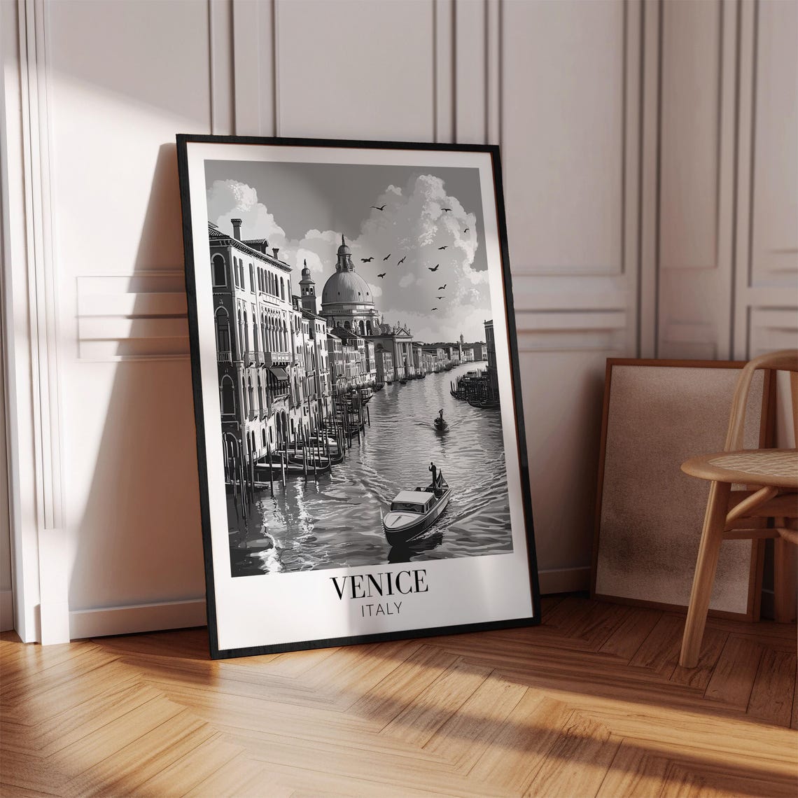 Venice Italy Grand Canal and Basilica Black and White Travel Poster - Image 4