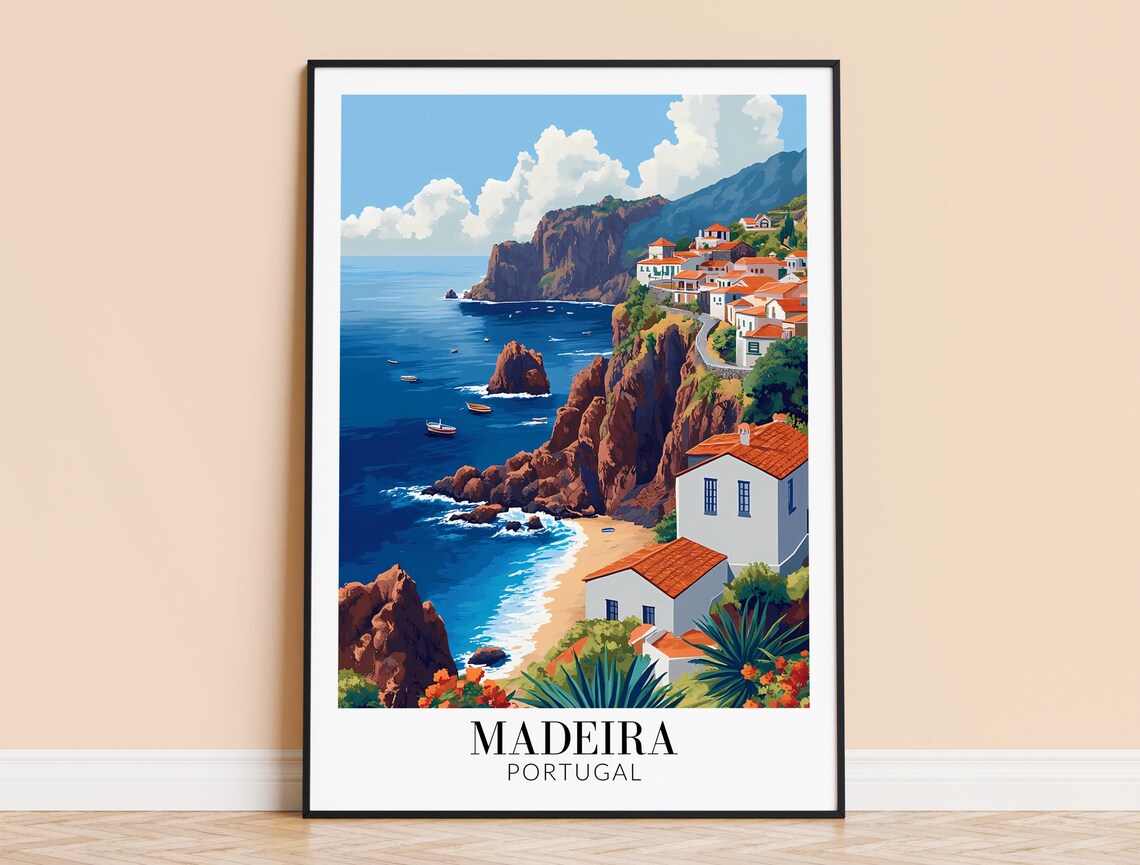 Madeira Fishing Village Rocky Cove Fishing Boats Travel Poster