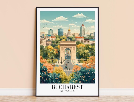 Bucharest Print Romania Travel Wall Art City Poster Framed Or Unframed Home Decor Wedding And Housewarming Gift Personalised