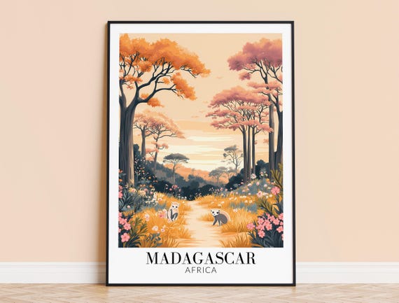 Madagascar Print Wall Art Poster Africa Travel Home Decor Wedding Housewarming Gift Framed Or Unframed Personalised