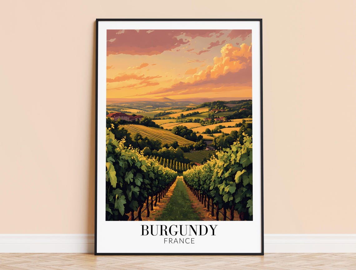 Burgundy Print Burgundy France Travel Wall Hanging Home Decoration Gift For Art Lovers Burgundy Wall Poster Art