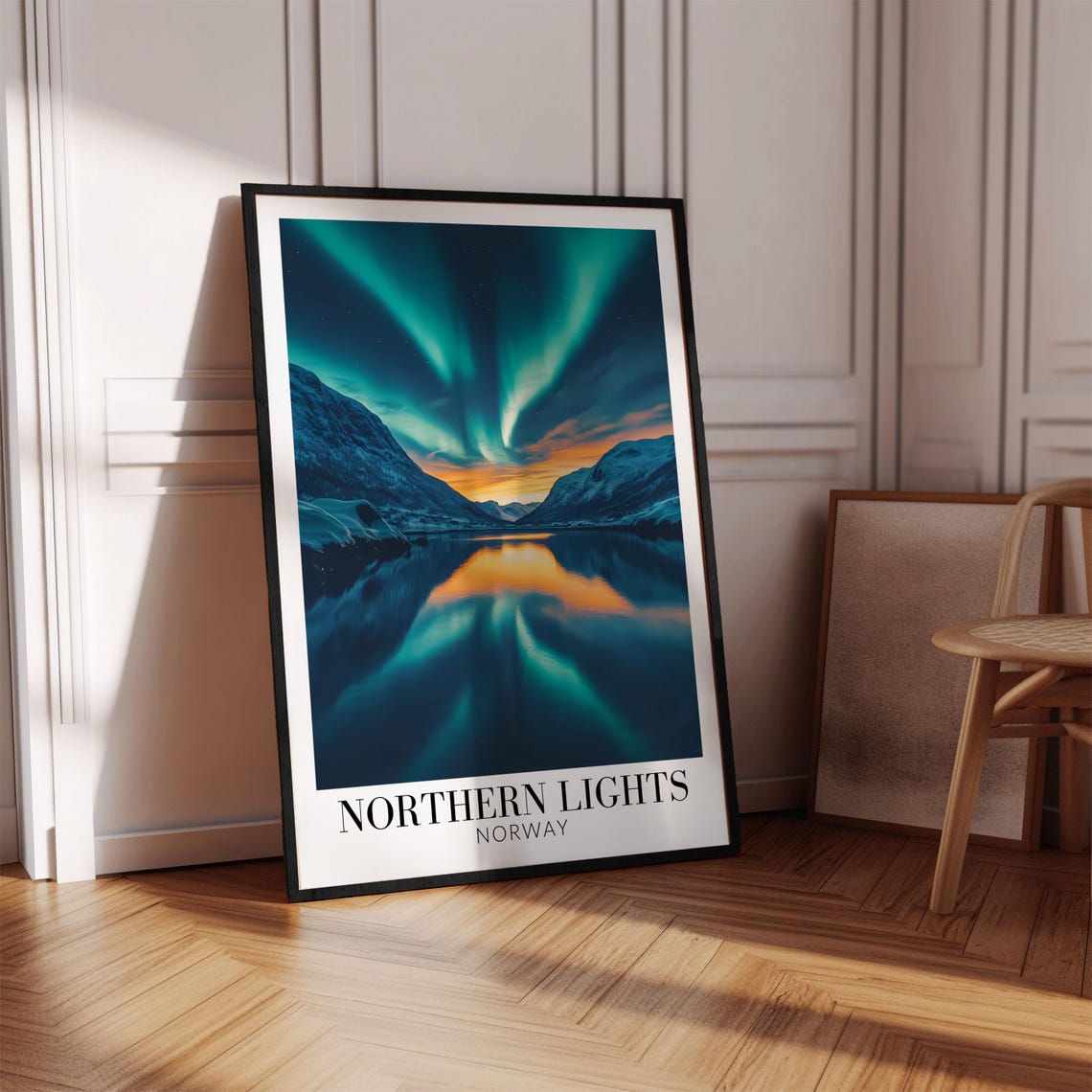 Norway Northern Lights Fjord Aurora Reflection Night Sky Poster - Image 4