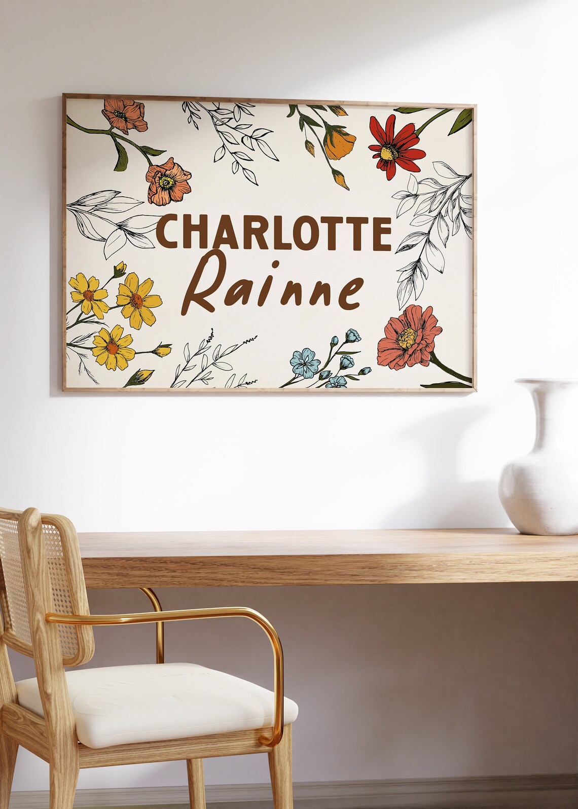 Custom Name Wildflower Nursery Wall Art Print - Image 2