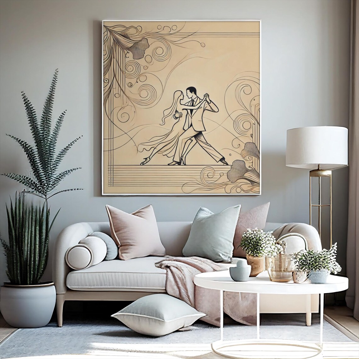 Elegant Dance Line Art, Romantic Ballroom Print - Image 2