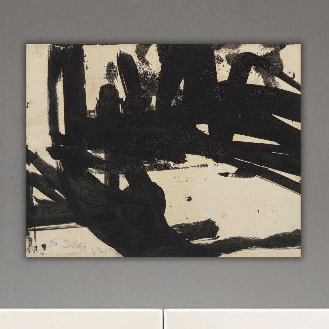 Franz Kline Black Ink Gestural Abstract Drawing Study Poster