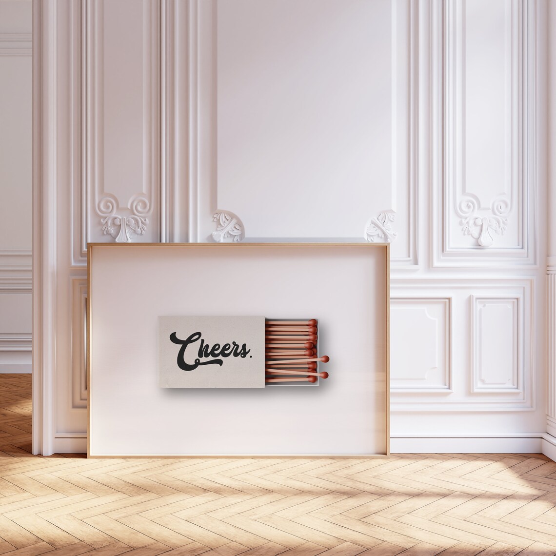 Vintage Matchbox Cheers Minimalist Bar Cart Poster - Image 2