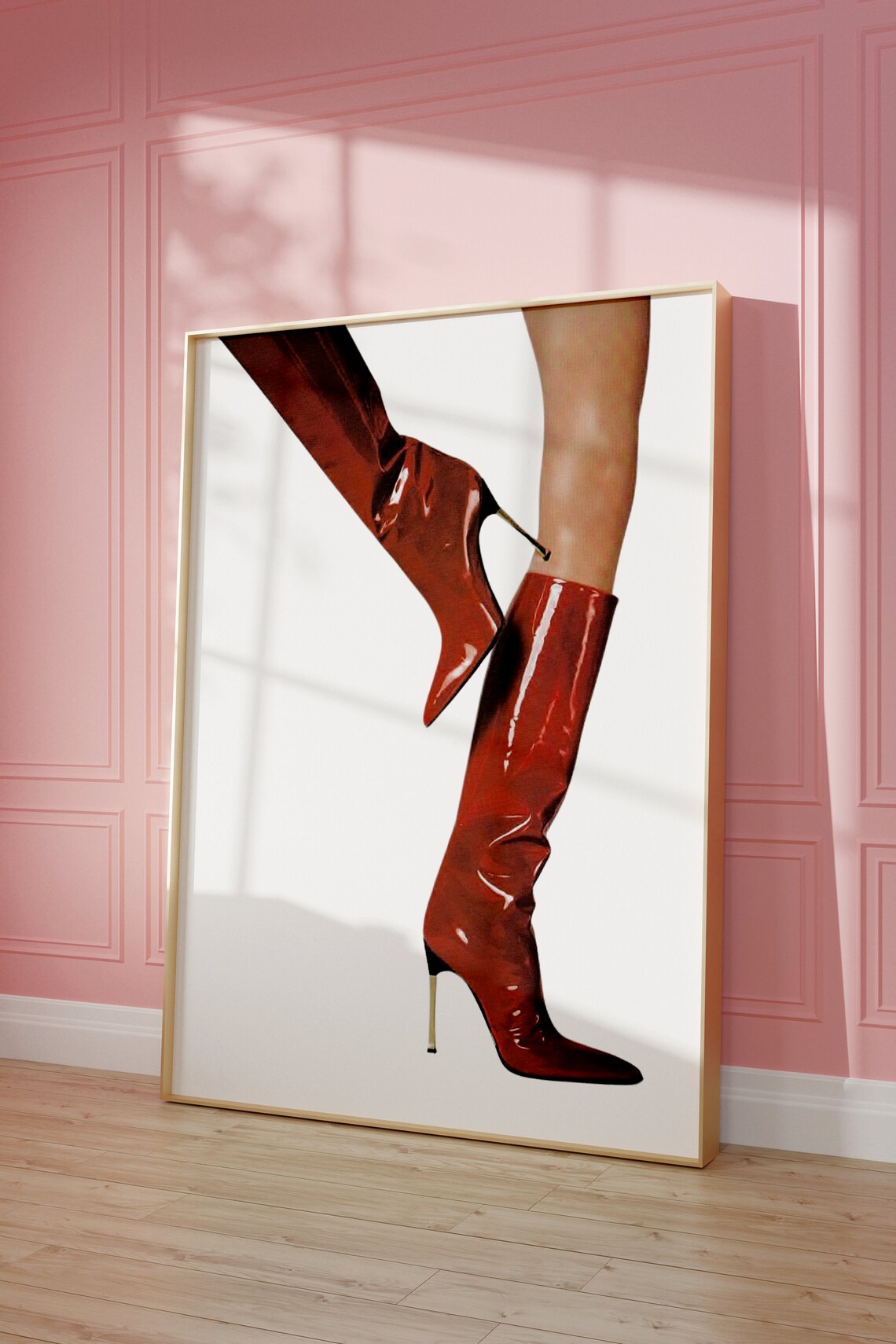 Bold Red Knee High Boots Retro Fashion Icon Glamour Style Poster