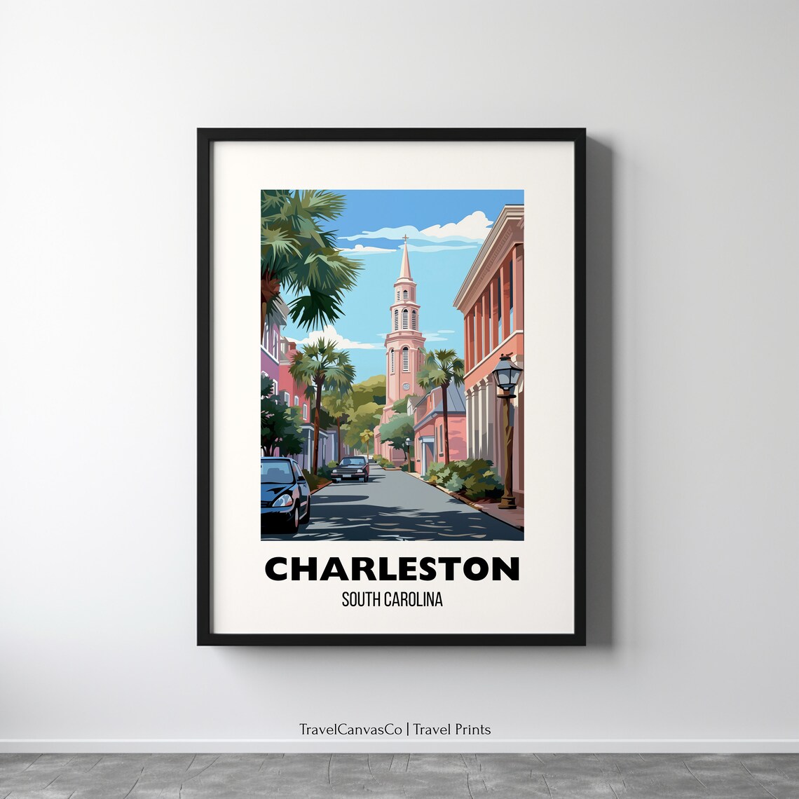 Charleston South Carolina Historic Street Scene Travel Poster