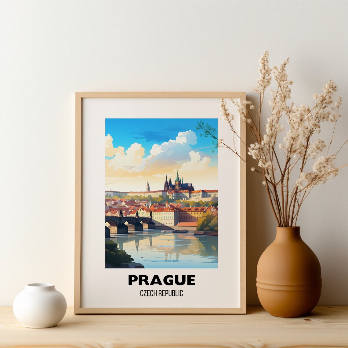 Prague Czech Republic Charles Bridge River Sunset Travel Poster - Image 2