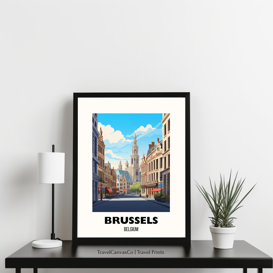 Brussels Belgium Grand Place Street Sunny Europe Travel Poster - Image 3