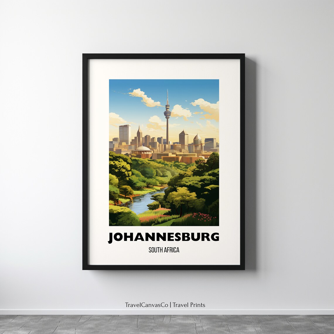 Johannesburg South Africa Skyline Park Green View Travel Poster