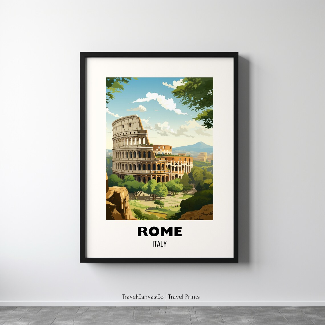 Rome Colosseum Vintage Travel Poster With Iconic Italian Landmark View