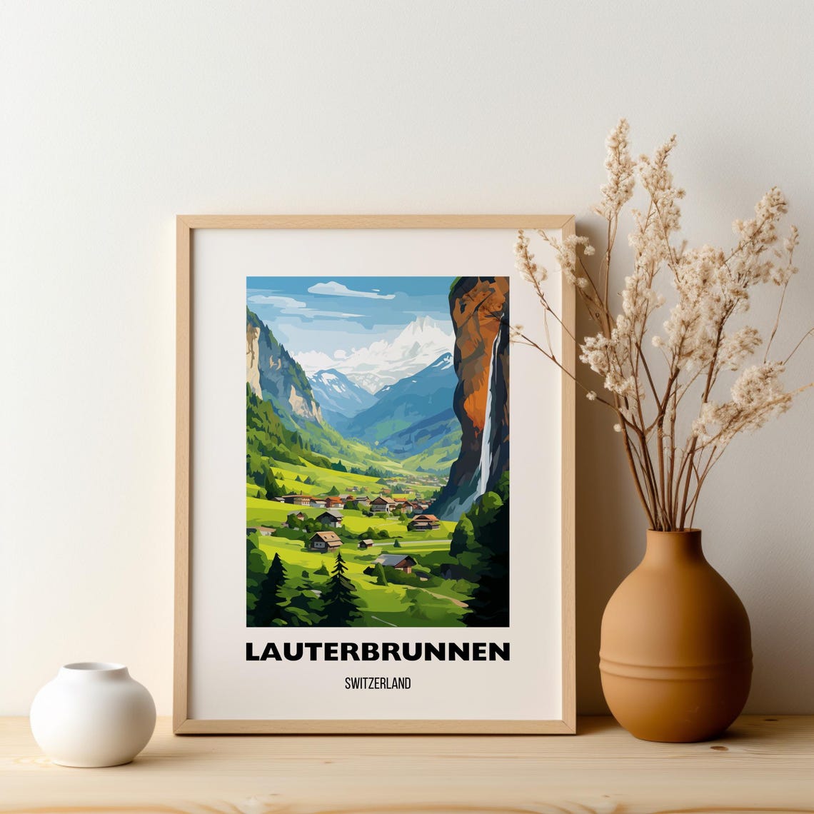Lauterbrunnen Switzerland Travel Poster Print Wall Art Swiss Alps Art Switzerland Valley Print Lauterbrunnen Home Decor - Image 2