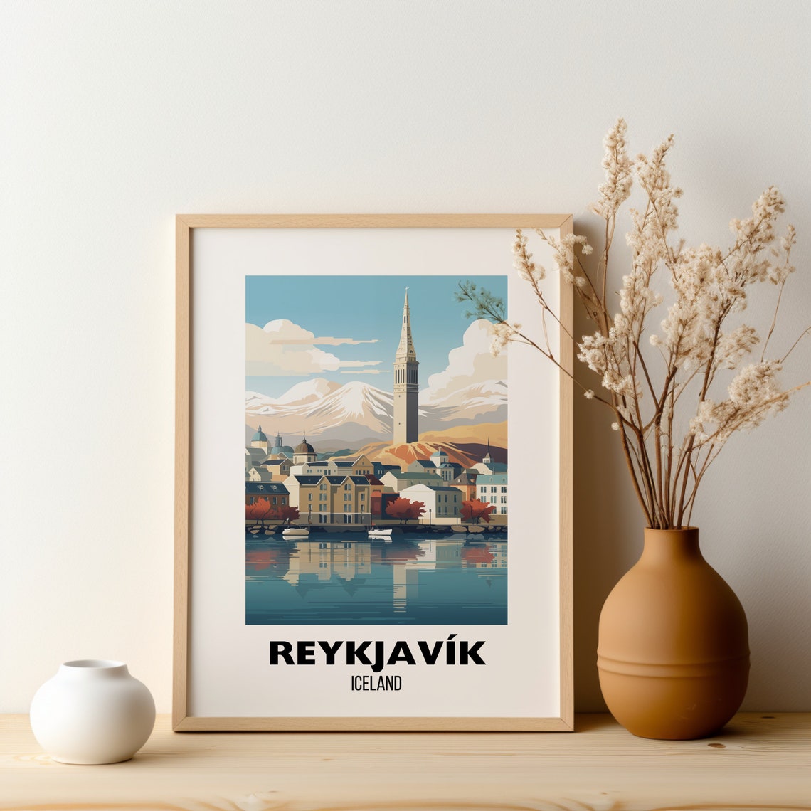 Reykjavik Iceland Hallgrimskirkja Harbor Mountains Travel Poster - Image 2