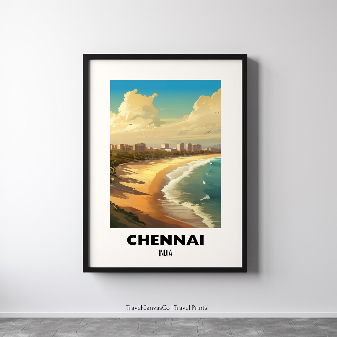 Chennai India Travel Poster, City Wall Art
